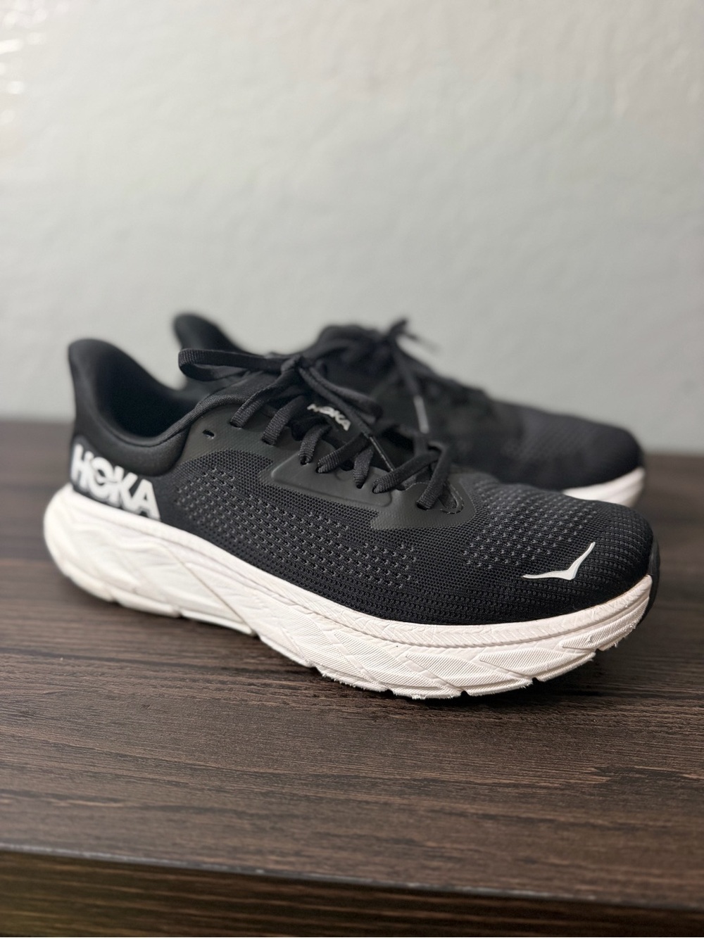 Hoka Men's Black Athletic Running Shoes with White Midsole